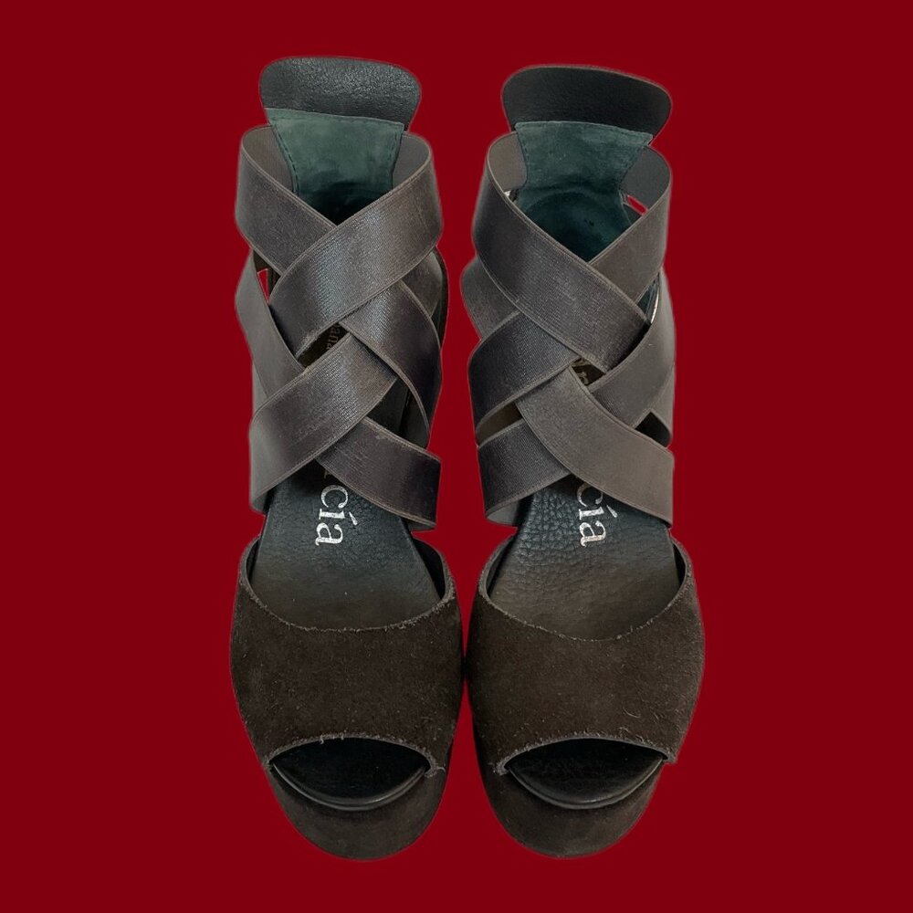 Pedro Garcia Brown Suede Alba Wedge Sandals